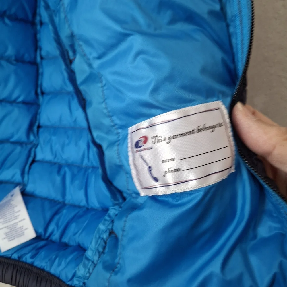 Rokka & Rolla 90% Down Puffer Jacket Kids Childs L 10-12  Lightweight Hood Navy